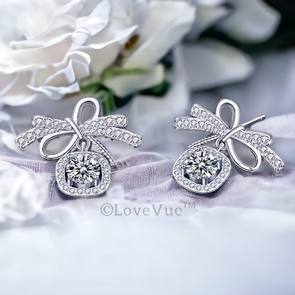 Certified 1ct. t.w. Diamond Bow Knot Stud Earrings VVS1 GRA Certified - Picture 4 of 16